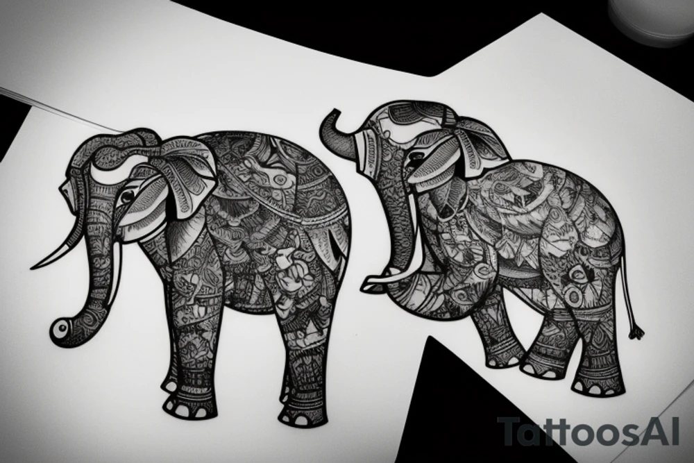 Father and daughter elephants tattoo idea