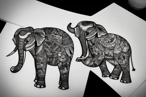 Father and daughter elephants tattoo idea