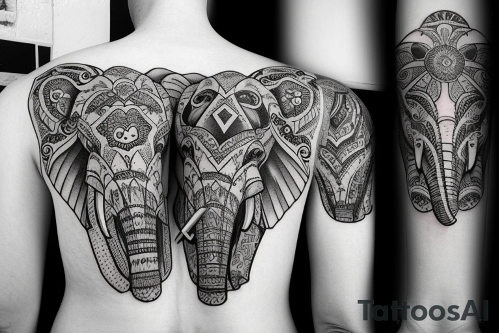 Father and daughter elephants tattoo idea