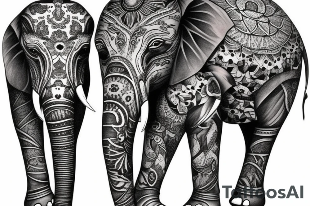 Father and daughter elephants tattoo idea
