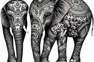 Father and daughter elephants tattoo idea