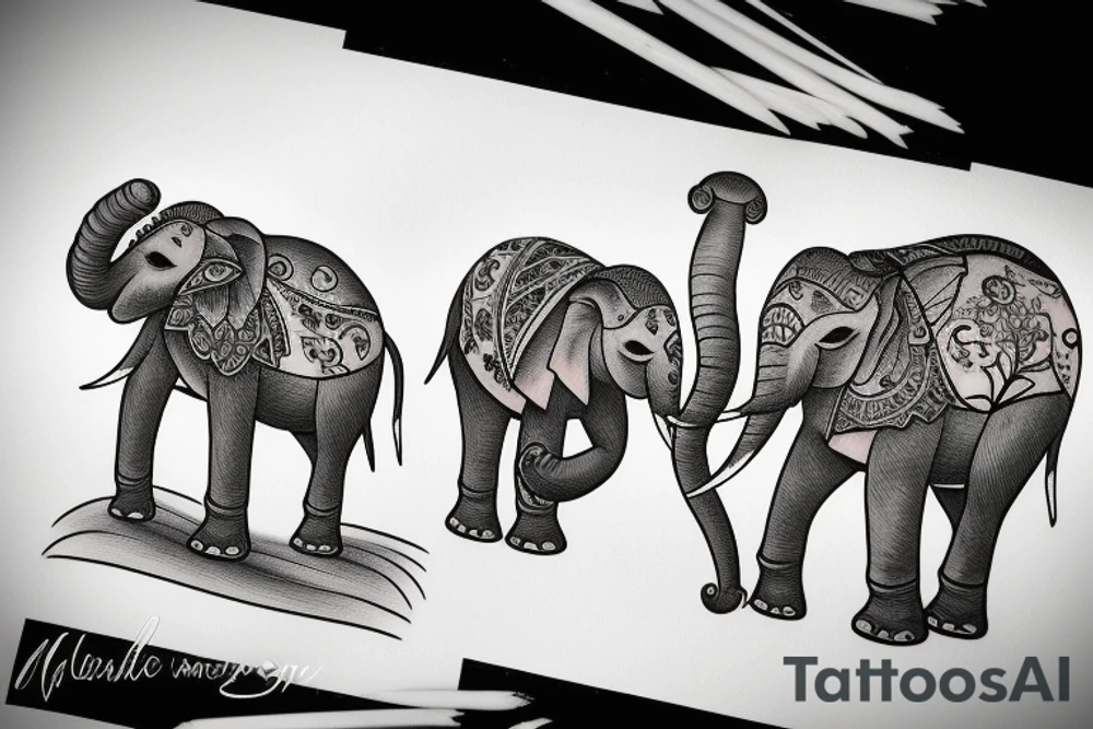 Father and daughter elephants tattoo idea