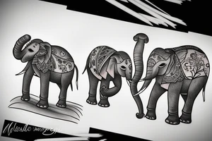 Father and daughter elephants tattoo idea