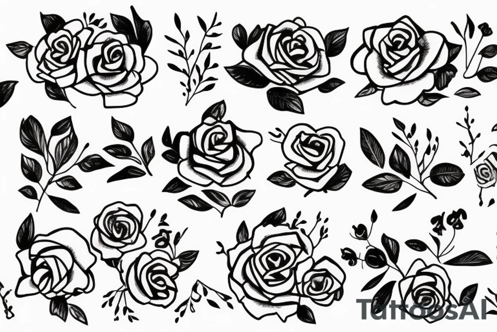 Daddy with daughter in wildflowers and roses tattoo idea