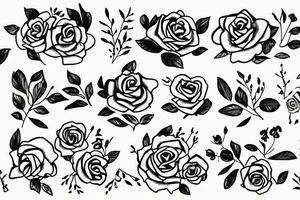 Daddy with daughter in wildflowers and roses tattoo idea