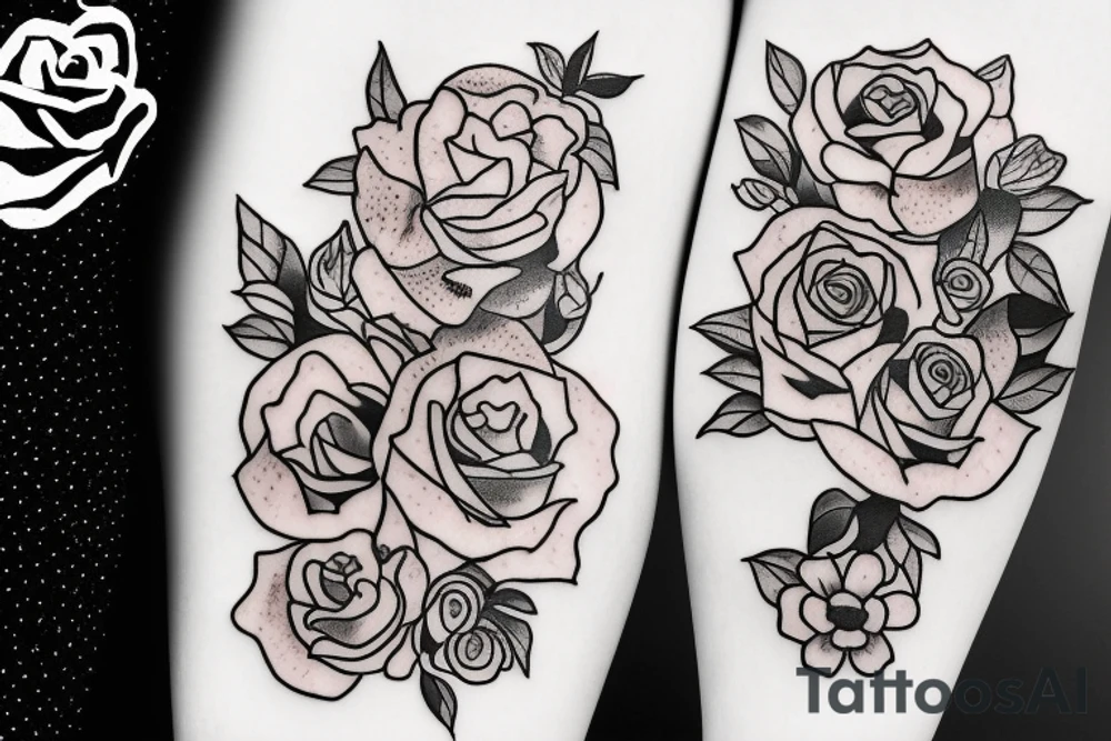 Daddy with daughter in wildflowers and roses tattoo idea
