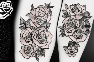 Daddy with daughter in wildflowers and roses tattoo idea