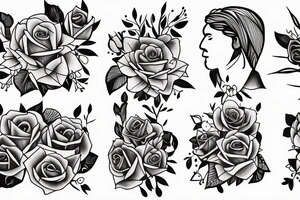 Daddy with daughter in wildflowers and roses tattoo idea