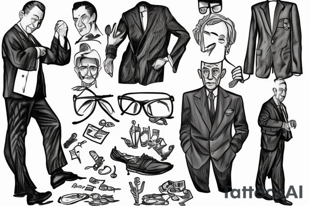 Albert Camus wearing a jacket and tie and walking on a beach tattoo idea Albert Camus wearing a jacket and tie and walking on a beach tattoo idea