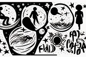 A father and daughter sitting on the moon among stars tattoo idea