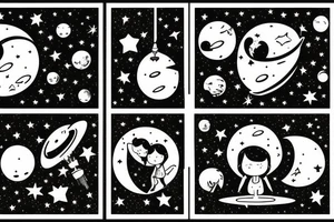 A father and daughter sitting on the moon among stars tattoo idea