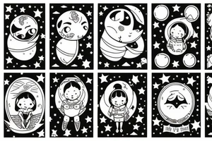 A father and daughter sitting on the moon tattoo idea