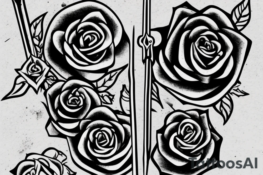 A rose stem shot at a king like an arrow. tattoo idea