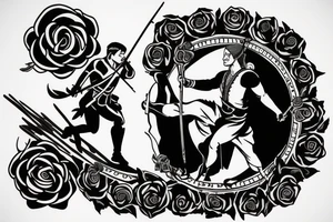 An archer pulling a rose from his quiver and taking aim at a king. tattoo idea