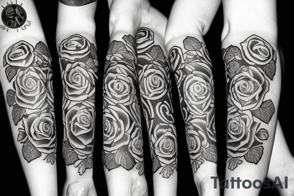 The number 1 in roses and vines tattoo idea