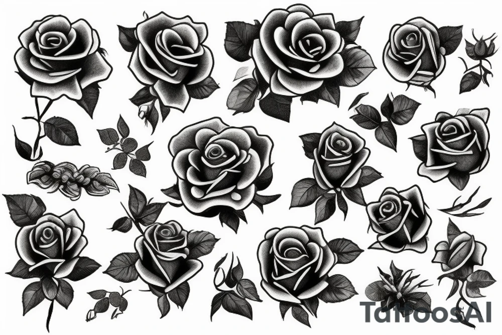 The number 1 in roses and vines tattoo idea