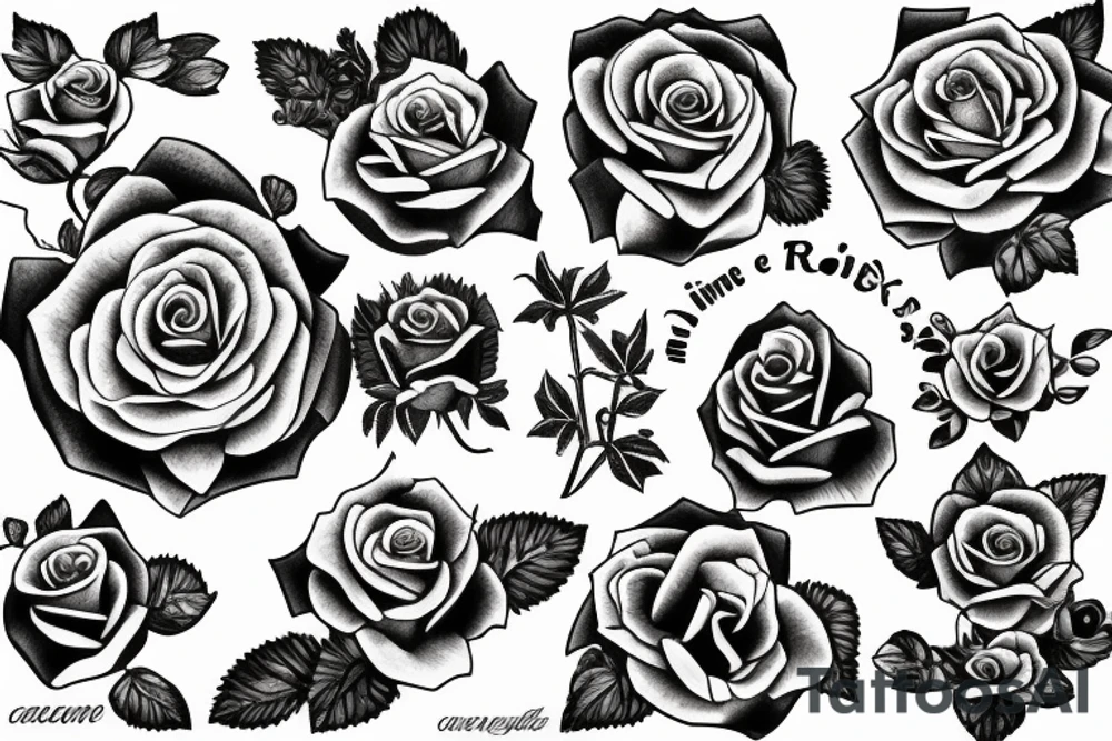 The number 1 in roses and vines tattoo idea