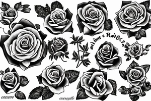 The number 1 in roses and vines tattoo idea