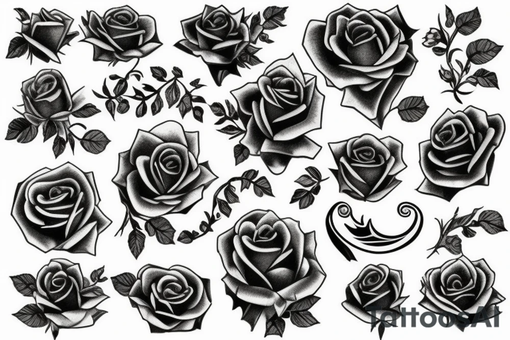 The number 1 in roses and vines tattoo idea