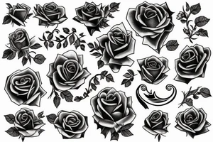 The number 1 in roses and vines tattoo idea