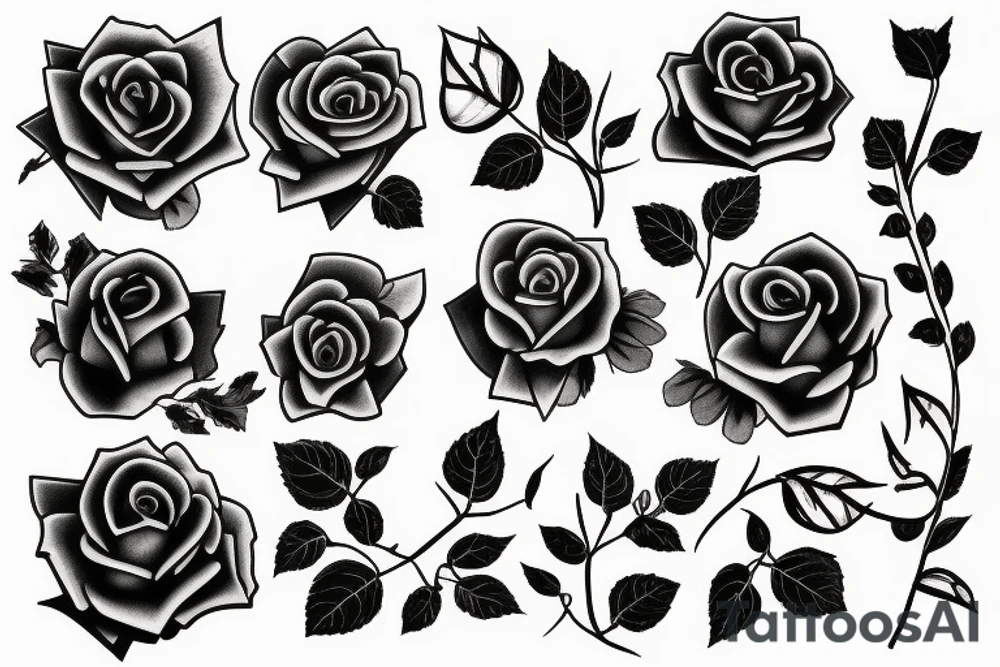 The number 1 in roses and vines tattoo idea