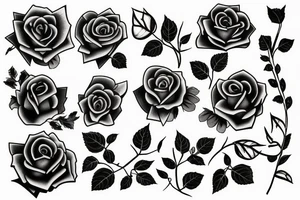 The number 1 in roses and vines tattoo idea