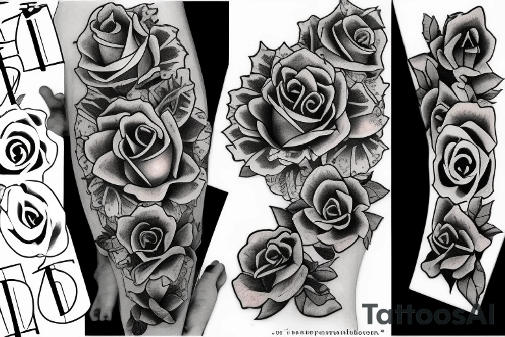 The number 1 in roses and vines tattoo idea