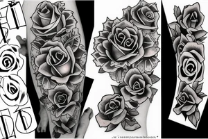 The number 1 in roses and vines tattoo idea