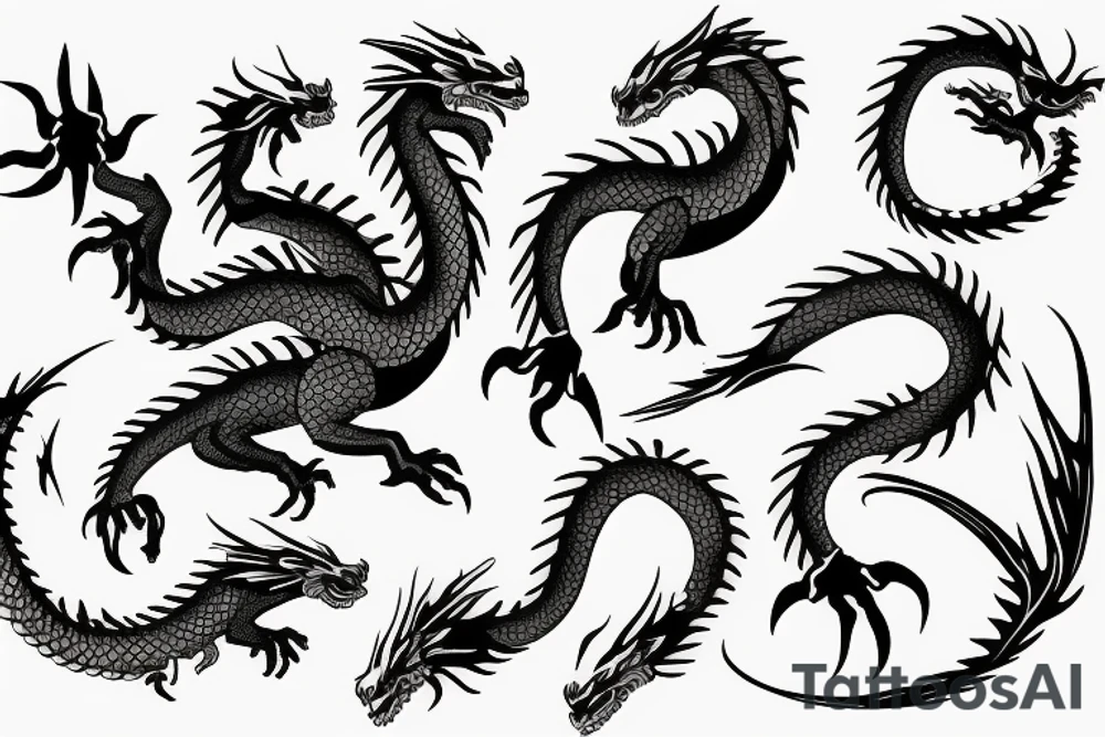 dragon on a white background tattoo idea