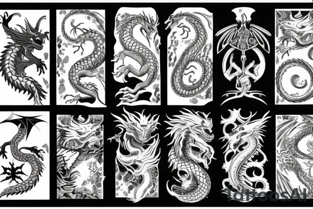 dragon on a white background tattoo idea