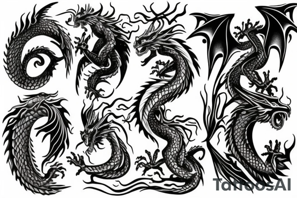 dragon on a white background tattoo idea