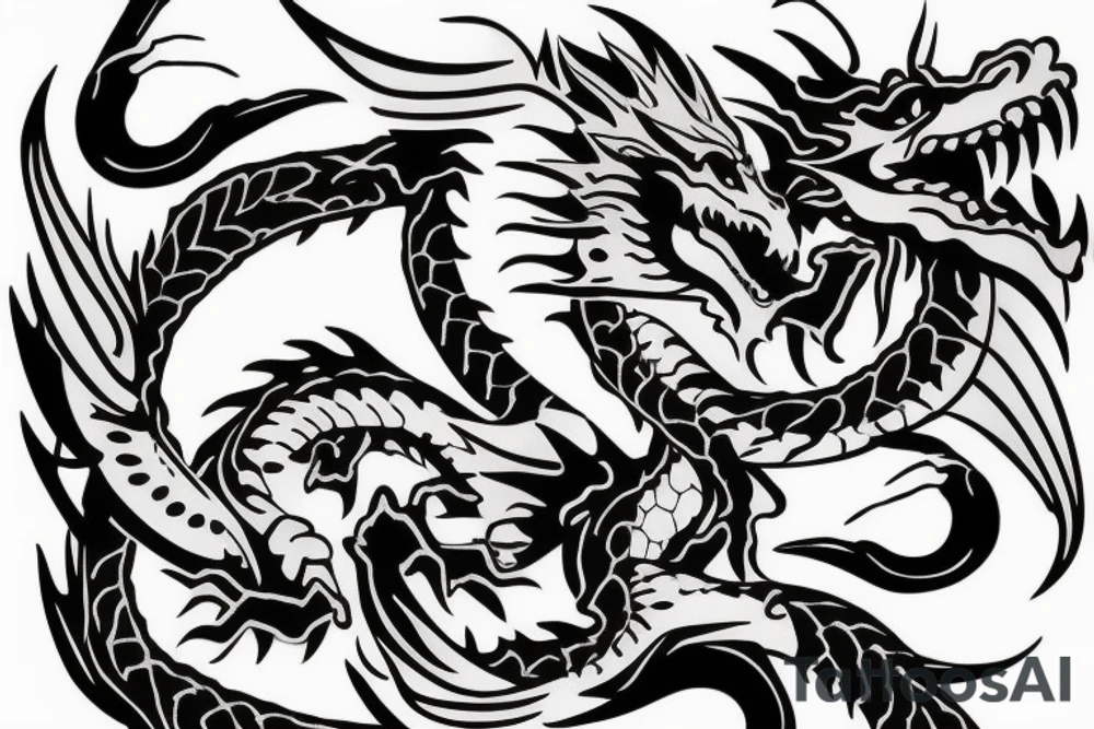 dragon on a white background tattoo idea