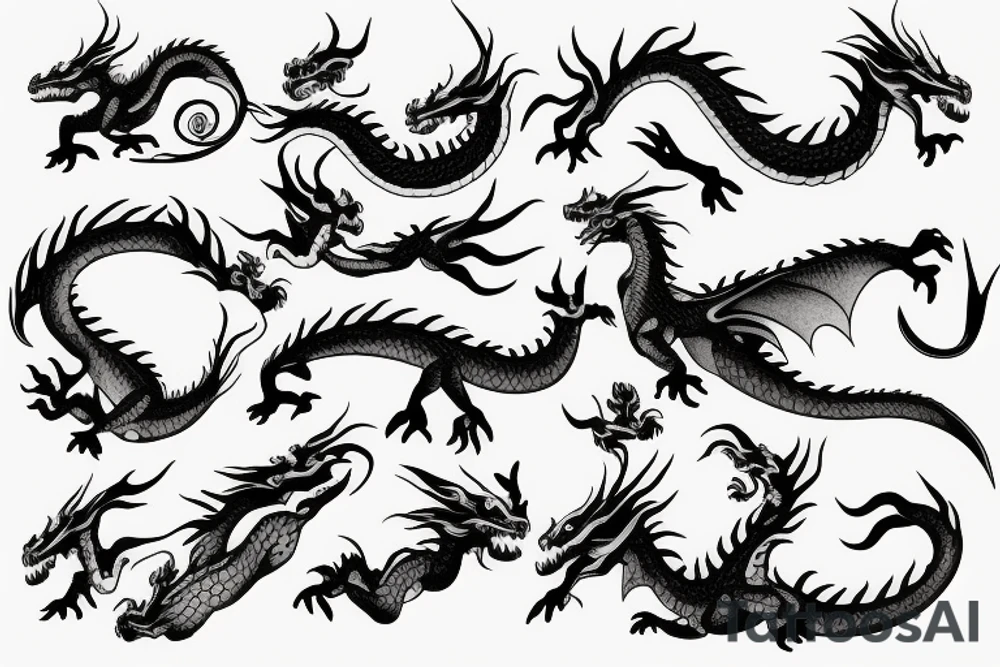 dragon on a white background tattoo idea