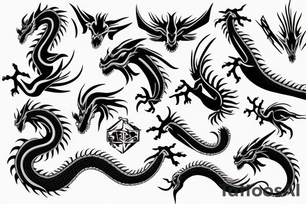 dragon on a white background tattoo idea