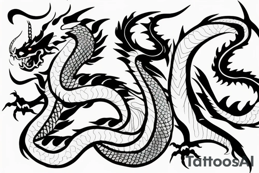 dragon on a white background tattoo idea