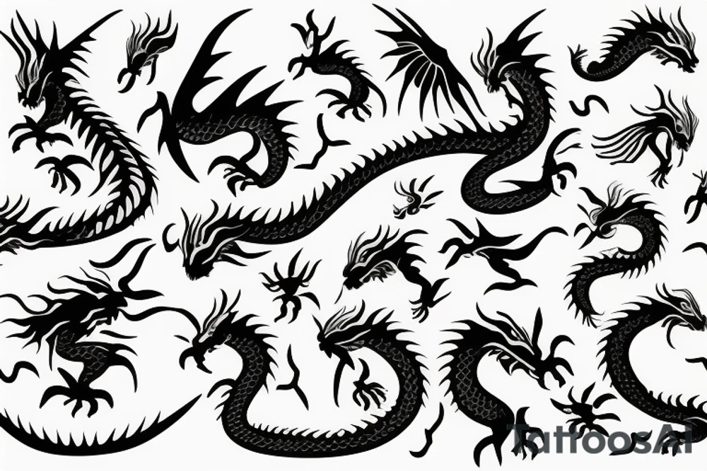 dragon on a white background tattoo idea