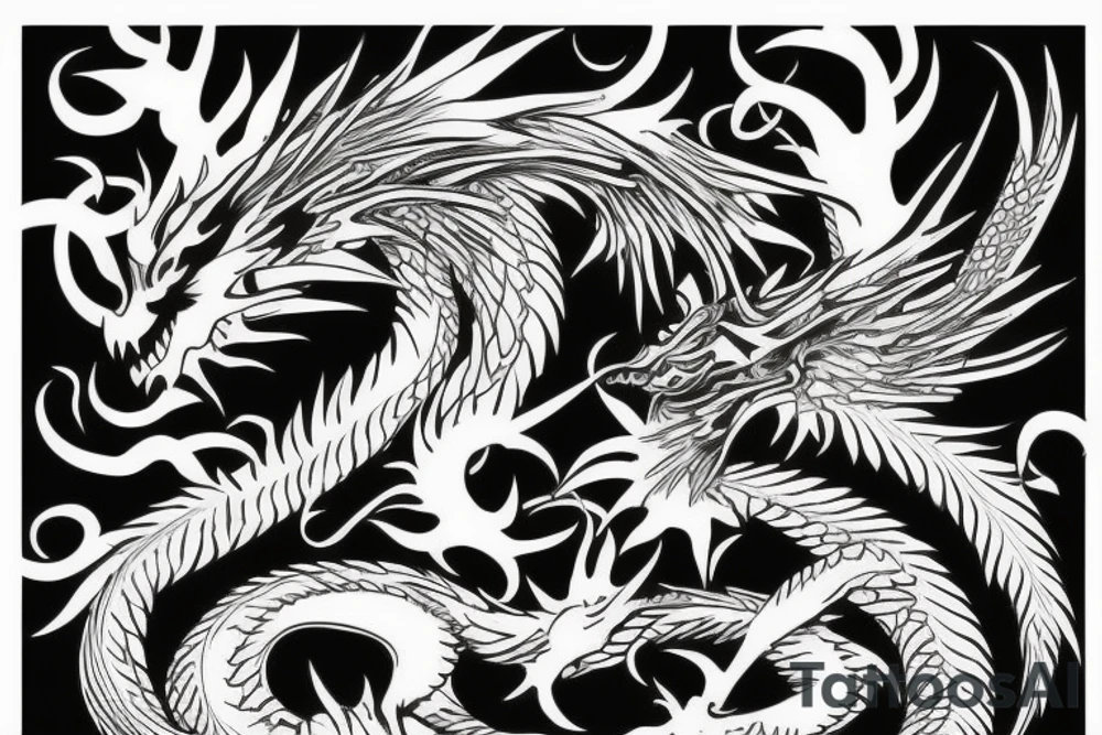 dragon on a white background tattoo idea