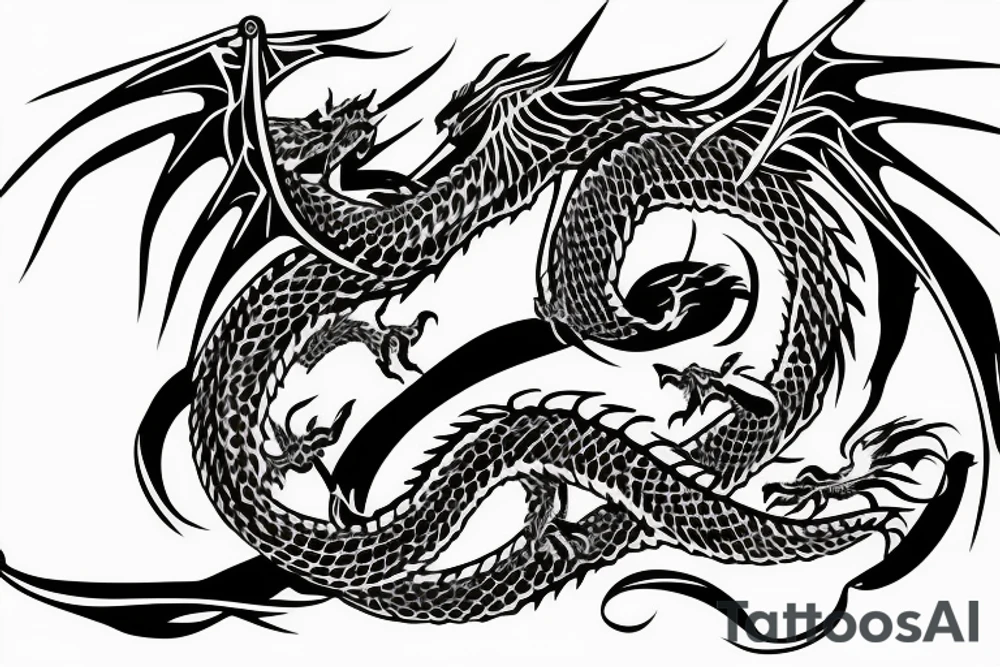 dragon on a white background tattoo idea