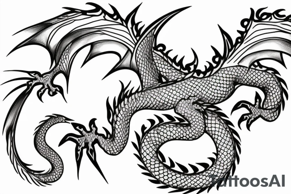 dragon on a white background tattoo idea