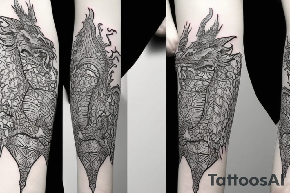 dragon on a white background tattoo idea