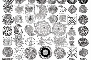 1.6180339, Fibonacci, phi, geometric shapes, spiral, golden ratio, math tattoo idea