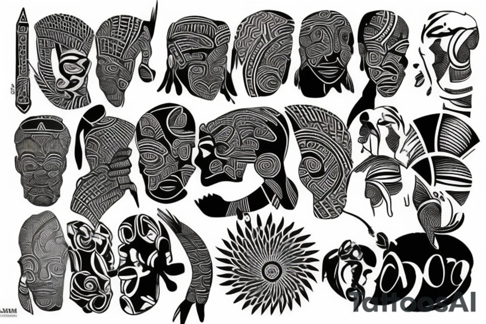 Half sleeve African tattoo idea