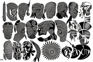 Half sleeve African tattoo idea