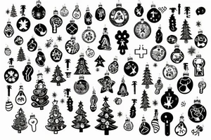 Christmas Tree in the shape of a footprint with a key lock in the center tattoo idea