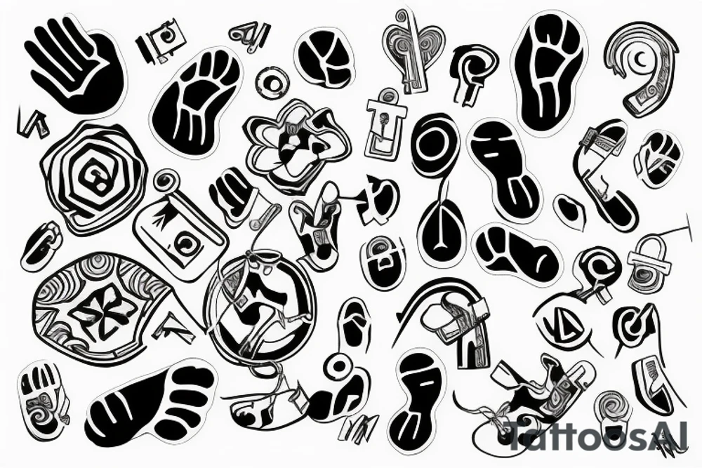 Footprint with a key lock in the center tattoo idea