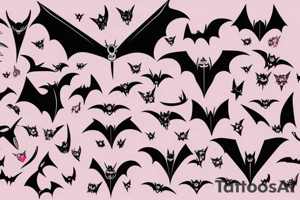 Feminine bat tattoo idea
