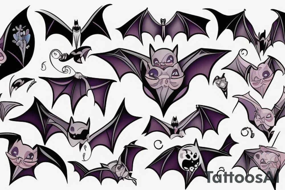 Feminine bat tattoo idea