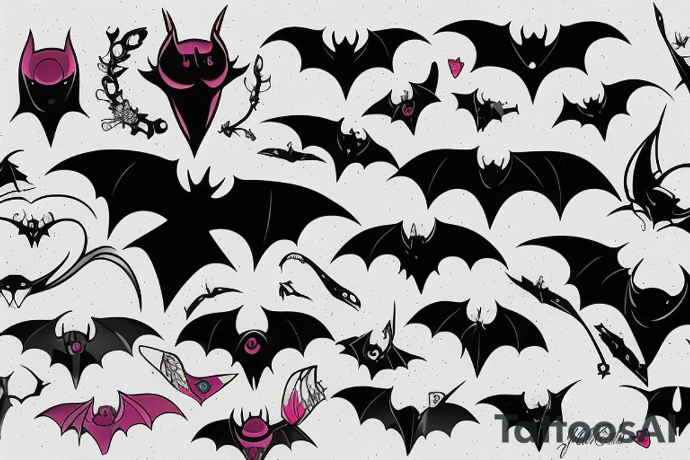Feminine bat tattoo idea