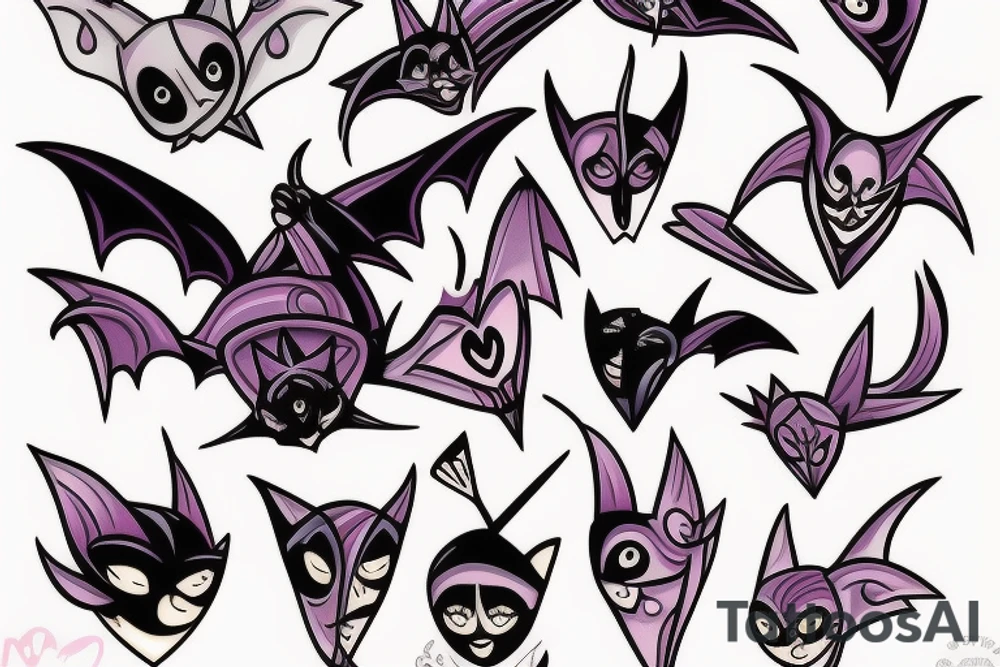 Feminine bat tattoo idea