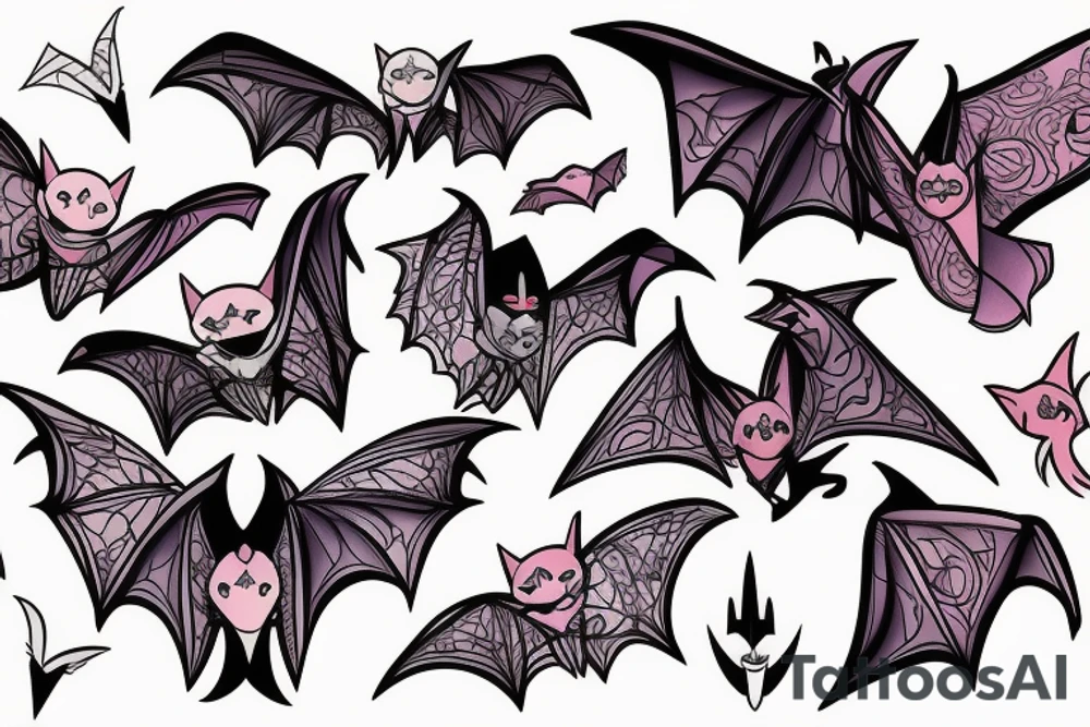 Feminine bat tattoo idea